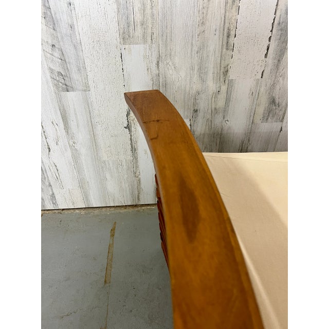 Vintage Slatted Teak Settee For Sale - Image 10 of 12