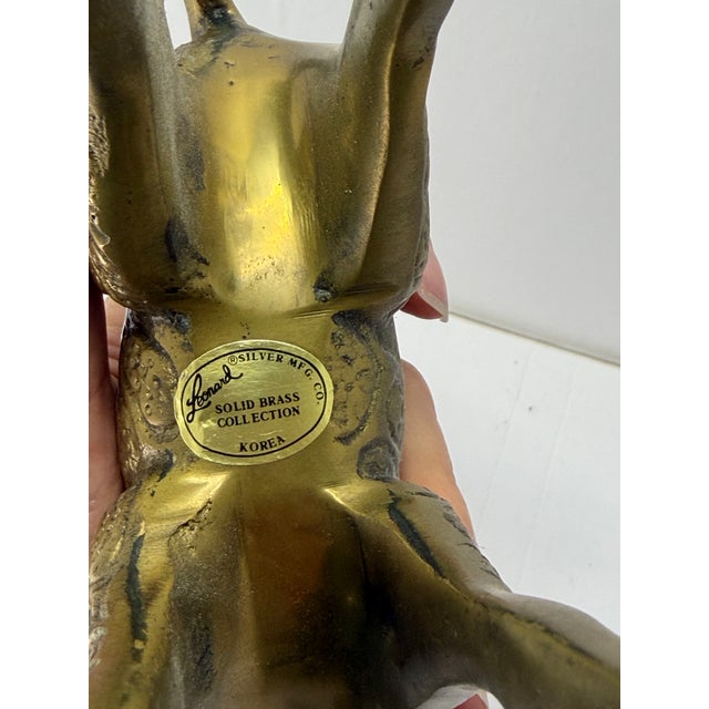 Mid 20th Century Vintage Leonard Solid Brass Giraffe Mother and Baby Statues - Pair For Sale - Image 5 of 5