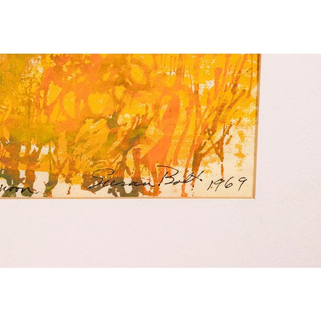 A modern serigraph on paper titled "Conversations in the Late Afternoon" by Susan Bolt. Signed, titled, and dated 1969 on...
