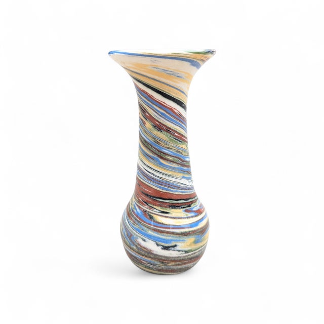 Mid 20th Century Desert Sands Multi Color Swirl Art Pottery Vase For Sale - Image 4 of 9