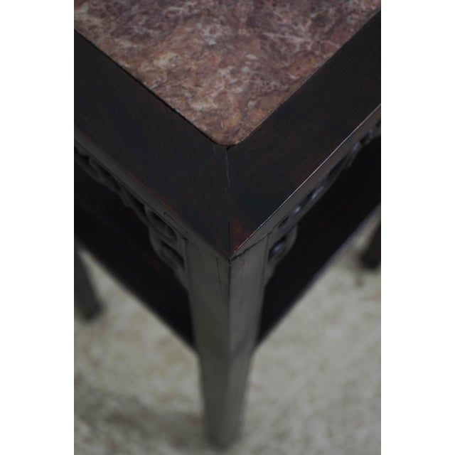 1950s Chinese Rosewood Marble Inset End Table For Sale - Image 5 of 14