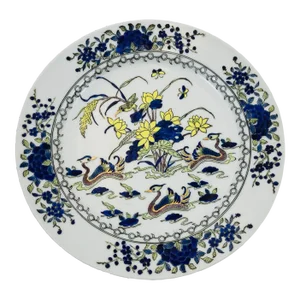 Chinese Famille Verte Porcelain Cabinet Plate in Rare Mandarin Duck Pattern
