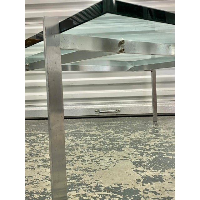 Silver Iconic Minimalist Steel + Glass Table by Poul Kjærholm Pk61 For Sale - Image 8 of 12