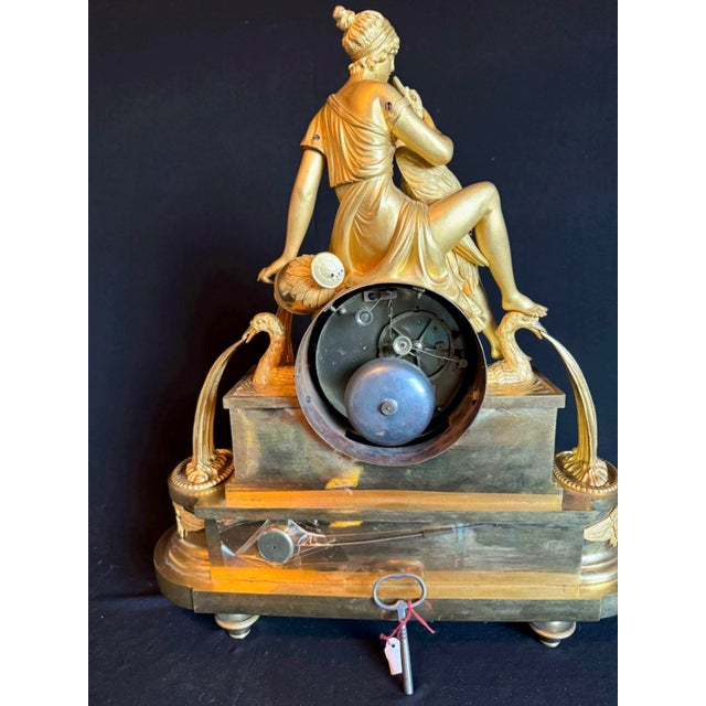1800 French Artisan Empire Gold Bronze Mantel Clock For Sale - Image 9 of 18
