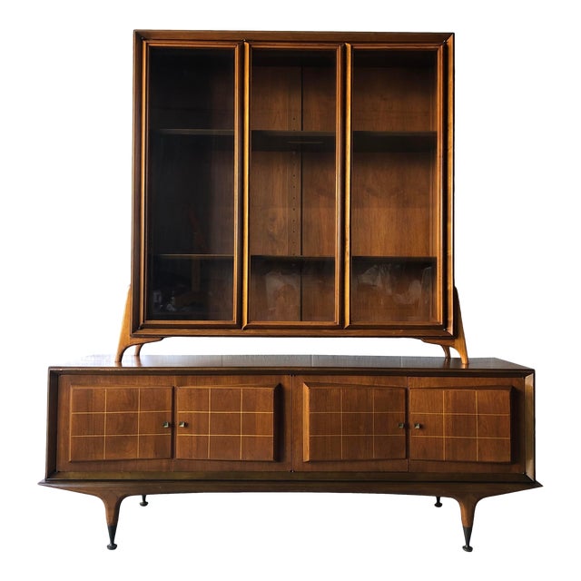 Vintage Mid Century Modern Two Pieces China Cabinet Chairish