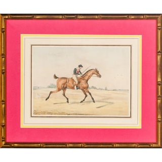 Jockey Up on Racehorse Watercolour For Sale