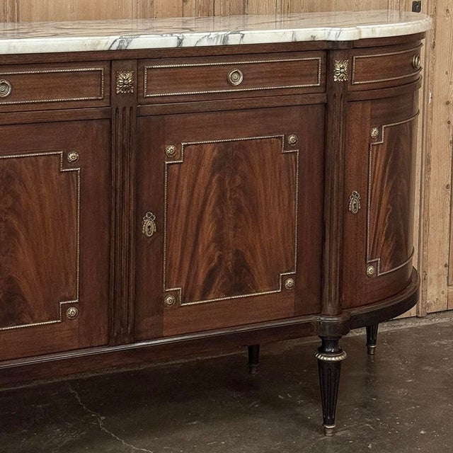 Auburn Grand Louis XVI Style Flame Mahogany Buffet With Marble Top For Sale - Image 8 of 18