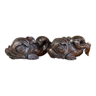 Pair of Antique Carved Wooden Corbels- Classical Dolphin For Sale