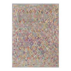 Large Hand Woven Modern Kilim Rug in Tribal Design With Multi Colors