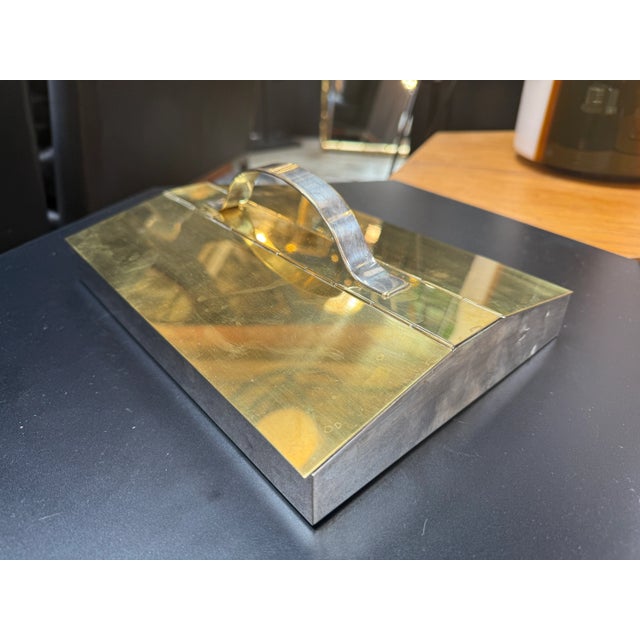 Metal Italian Vintage Brass & Steel Lidded Box, 1970 For Sale - Image 7 of 8