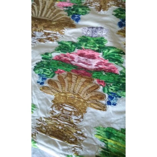 Lyon Rare Run of Silk Taffeta Lampas Silk and Gold Embroider For Sale - Image 9 of 12