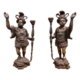 Venetian Style Cast Brass Candlesticks, Set of 2, 1900 For Sale