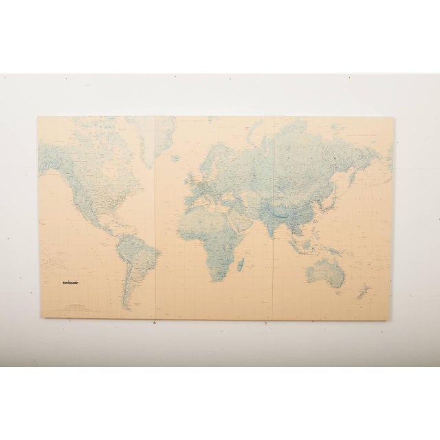 Swissair World Map on Wooden Boards with Metal Connectors For Sale - Image 4 of 13