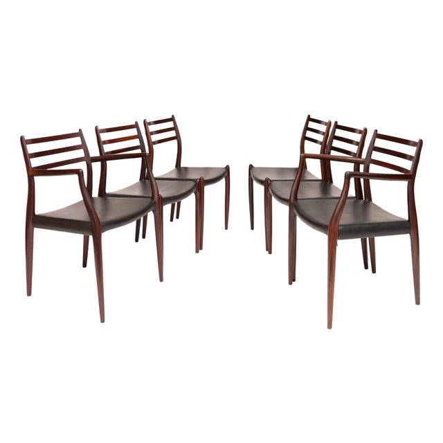 Vintage Niels Otto Møller 78 & 62 Dining Chairs in Solid Rosewood (Set of 6) For Sale