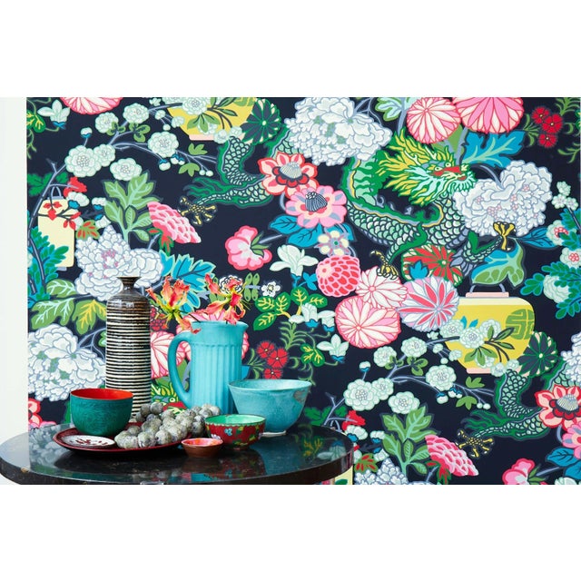 Schumacher Sample - Schumacher Chiang Mai Dragon Wallpaper in Jade For Sale - Image 4 of 4