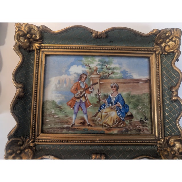 1960s 1960s Pair Limoges Painted Pannels For Sale - Image 5 of 8