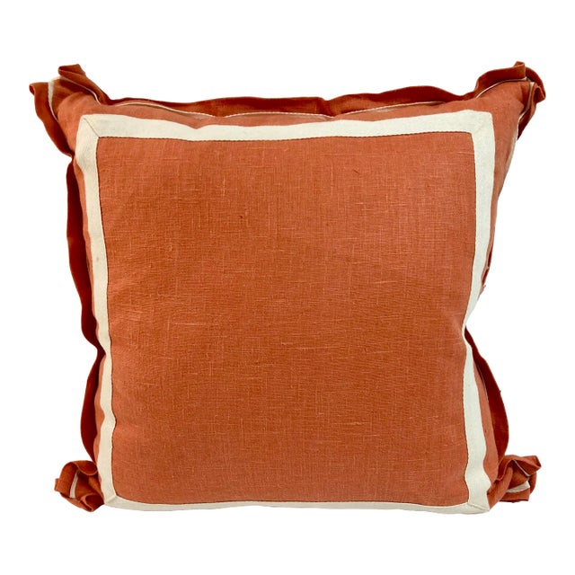Coral Linene Geometric Toss Pillow For Sale