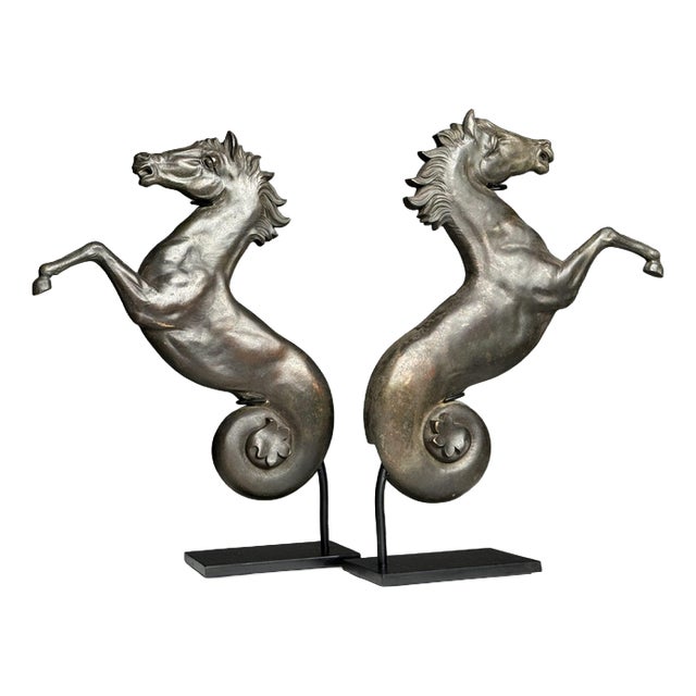 Bronze Seahorses on Stands, 1960, Set of 2 For Sale