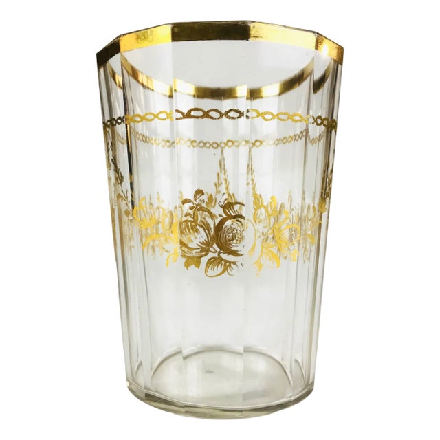 Antique Bohemian Gilded Glass, 1700s For Sale