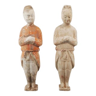 Terracotta Tang Dynasty Groom Figures- Circa 7th - 10th Century Ad With Coa For Sale