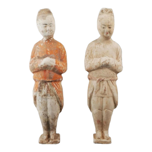 Terracotta Tang Dynasty Groom Figures- Circa 7th - 10th Century Ad With Coa
