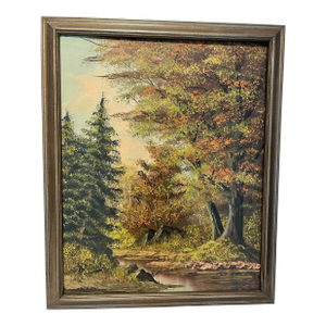 Spalding Acrylic on Canvas Painting of Hunter Mountain Trees in the Fall