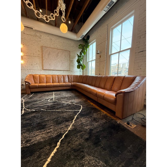 Animal Skin Vintage Danish Leather Sectional For Sale - Image 7 of 10