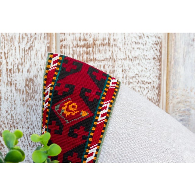 Gina Linen Tribal Border Pillow For Sale - Image 4 of 8