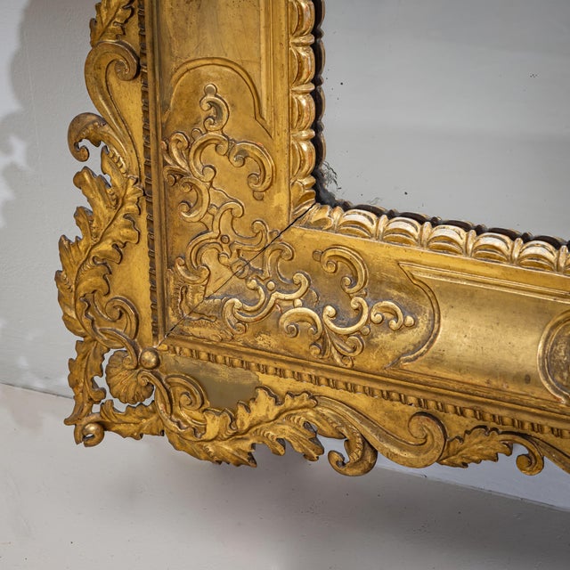 Glass Large Florentine Baroque-Style Wall Mirror, Italy, 1800s For Sale - Image 7 of 8