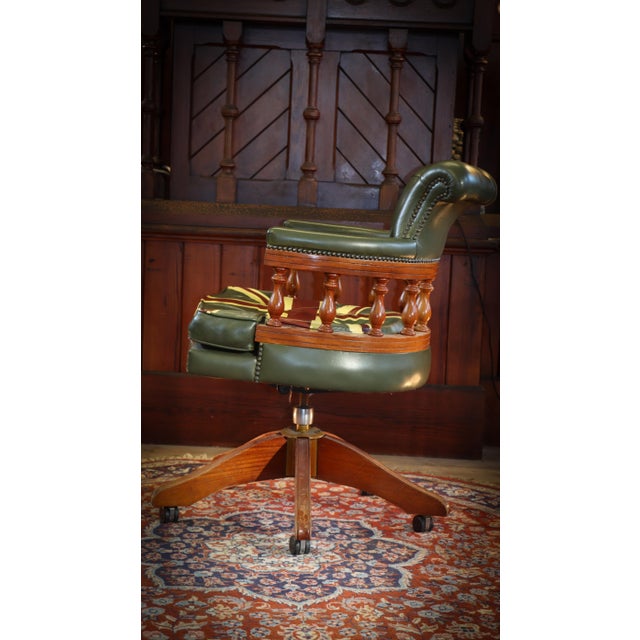 Animal Skin Captain's Swivel Leather Armchair, 2010s For Sale - Image 7 of 18