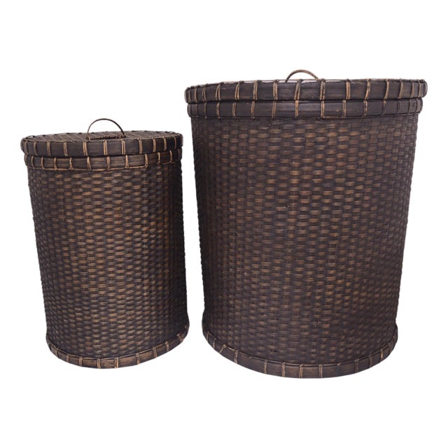 Woven Bamboo Rattan Nesting Baskets For Sale
