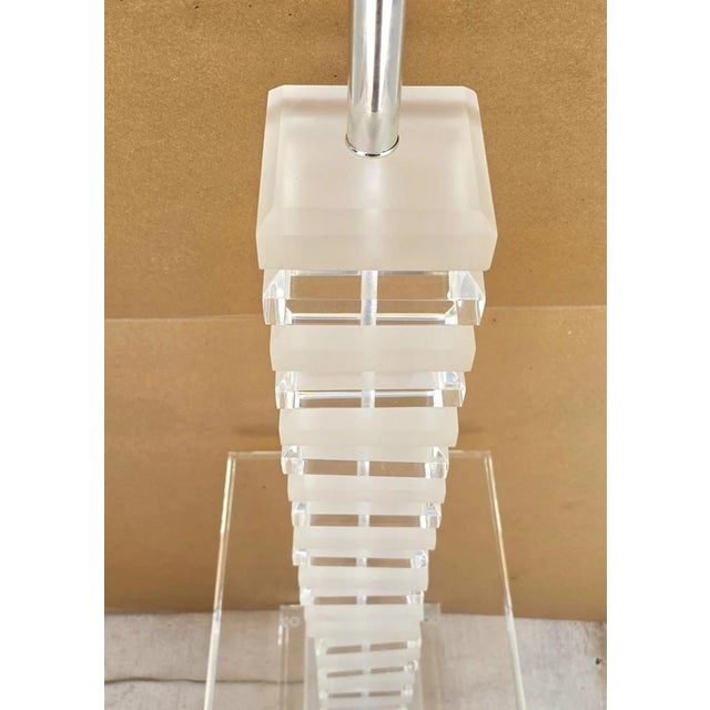 Karl Springer Vintage Stacked Skyscraper Karl Springer Style Floor Table Lamp 1970s For Sale - Image 4 of 10