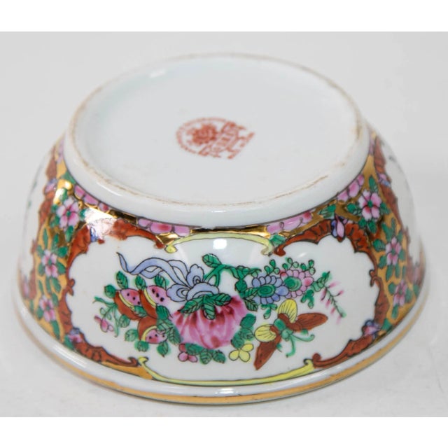 Ceramic Vintage Asian Porcelain Hand Painted White Floral Ashtray China For Sale - Image 7 of 13
