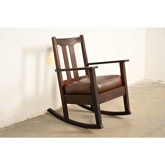 Limbert Antique Mission Oak Arts & Crafts Rocking Chair, Circa 1910 For Sale - Image 13 of 13