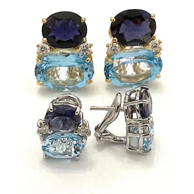 Christina Addison Large Gum Drop Earrings With Peridot and Citrine and Diamonds For Sale - Image 10 of 12