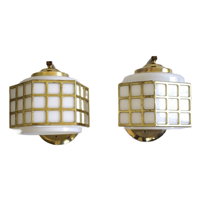 Vintage Art Nouveau Style Wall Lamps, 1960s, Set of 2 For Sale
