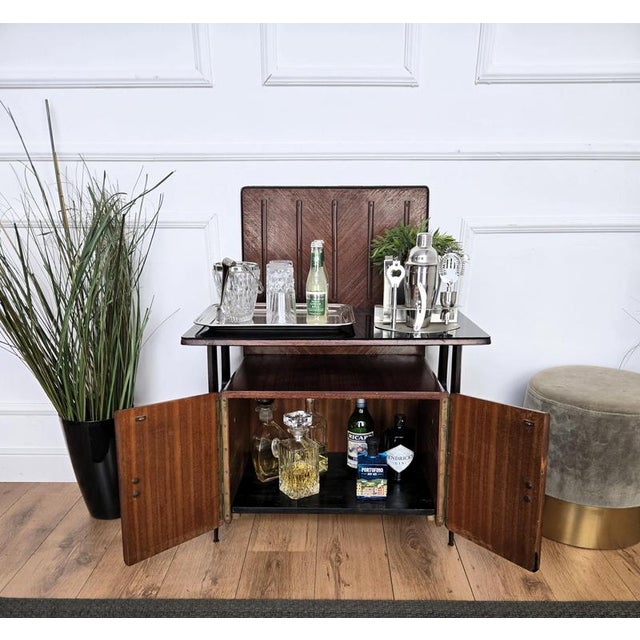 1950s Vintage Italian Walnut Bar Cabinet, 1950s For Sale - Image 5 of 11