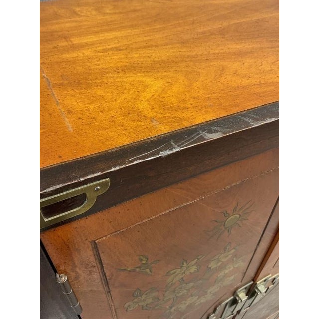 Brown Chinoiserie Cabinet Wardrobe Highboy Tall Chest of Drawers For Sale - Image 8 of 10