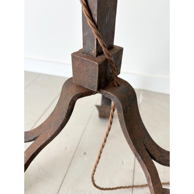 Brutalist Floor Lamp in Forged Iron, France, 1940s For Sale - Image 10 of 11