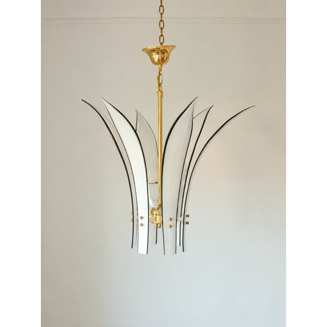 Italian Brass and Murano Glass Palms Chandelier, 1970s For Sale - Image 10 of 10