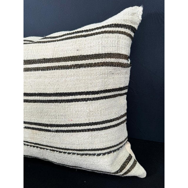 Contemporary Turkish Hemp Pillow Cushion Natural Beige Black Cushion Cover 20"x20" For Sale - Image 3 of 4