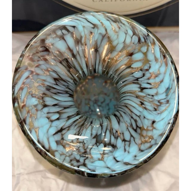 Italian Murano Glass Vase With Sky Blue, Black, and Copper Aventurine. For Sale - Image 3 of 4