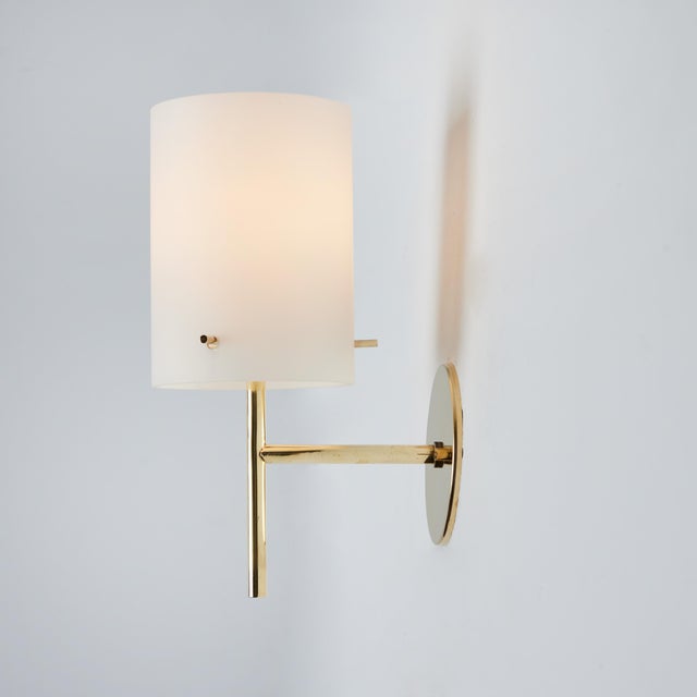 Mid-Century Modern 1950s Tito Agnoli Brass & Glass Cylindrical Wall Lamp for O-Luce For Sale - Image 3 of 13