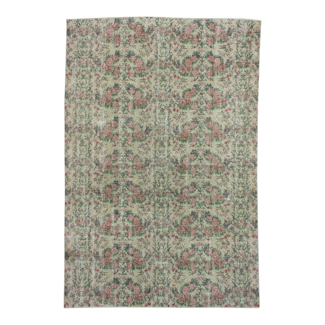 1960s Vintage Turkish Floral Rug - 6′11″ × 10′5″ For Sale