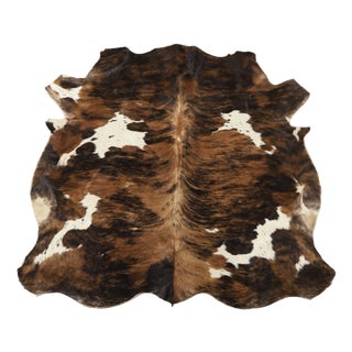 Vintage Brindle Tricolor Cowhide Rug, 1990s For Sale
