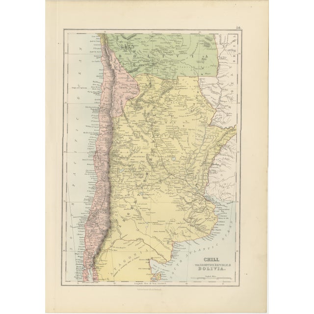 Antique Map of Chile, Argentina and Bolivia from Bartholomew, 1884 For Sale - Image 9 of 9