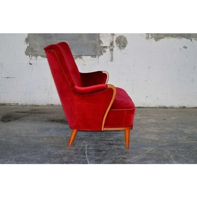 Red Vintage Swedish Art Moderne Settee Sofa For Sale - Image 8 of 10