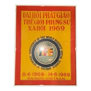 Original Vietnamese War Era Buddhist Social Service Poster, 1969, Framed