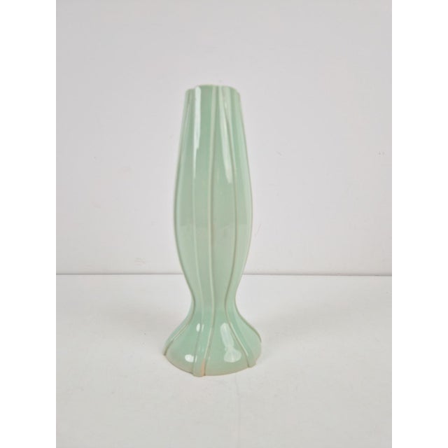 Green Art Deco Ceramic Pastel Green Vase by C. K., 1930s For Sale - Image 8 of 8