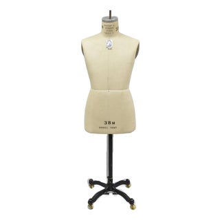 Vintage Modern Model Forms Dress Form Model 1987 Sz 38m on Cast Iron Base Stand For Sale